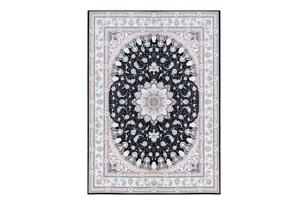 فرش گل برجسته 1500 شانه طرح نایین رنگ سرمه ای