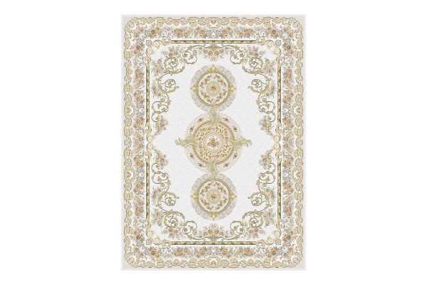 فرش گل برجسته 1500 شانه طرح  فرانسوی رنگ الماسی