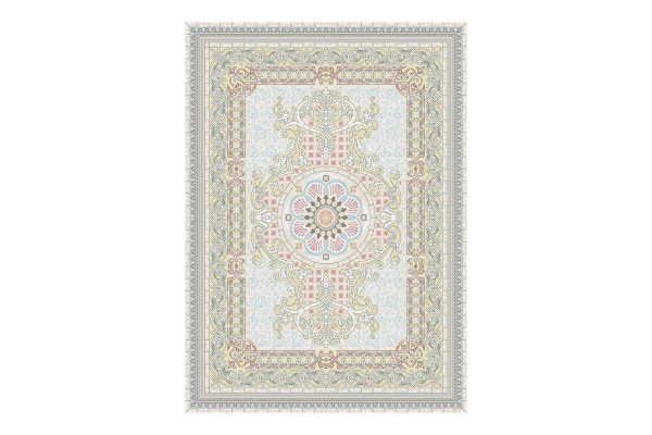 فرش گل برجسته 1500 شانه طرح کلارا رنگ بژ