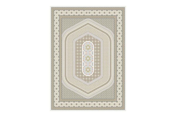 فرش گل برجسته 1500 شانه طرح  ضحی رنگ کرمی